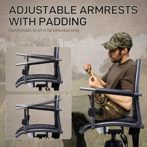 360° Silent Swivel Folding Hunting Chair, Adjustable Seat for Outdoor, Supports 300lbs O72459