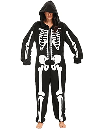 Skeleton Plush Pajamas Onesie for Women P2535