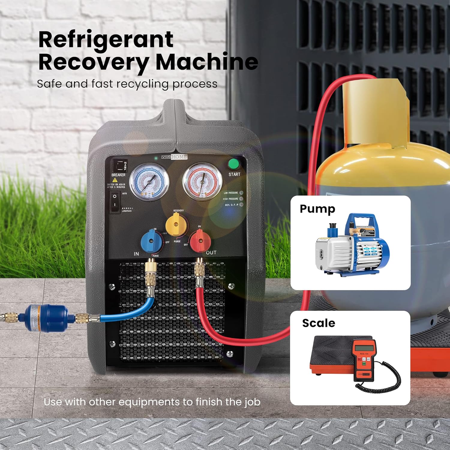 Portable Refrigerant Recovery Machine Dual Cylinder K781