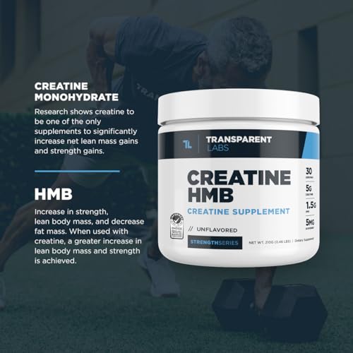 Creatine Monohydrate Powder with HMB for Muscle Growth, 30 Servings, Unflavored S477