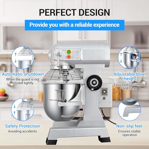 15Qt 600W Commercial Food Mixer, 3-Speed Stand Mixer with Stainless Steel Bowl D9146