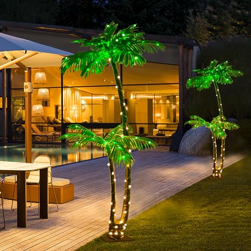 Lighted Palm Tree Outdoor Christmas Decorations with 121 LED Lights L941076