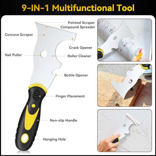 7-Piece Putty Knife Tool Set, Stainless Steel Scraper with Comfortable Grip P901