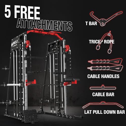 Smith Machine Squat Rack with Lat Pull-Down and Cable Crossover G8346