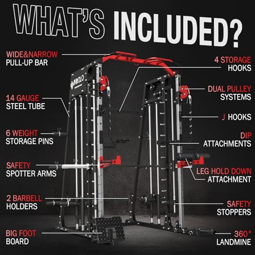 Smith Machine Squat Rack with Lat Pull-Down and Cable Crossover G8346