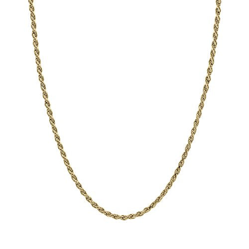 14K Solid Yellow Gold Rope Chain Necklace with Lobster Clasp K10460