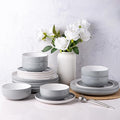 Ceramic Dinnerware Sets for 6, 18-Piece Stoneware Plates and Bowls Sets, White Chip and Scratch Resistant Dishes, Dishwasher & Microwave Safe