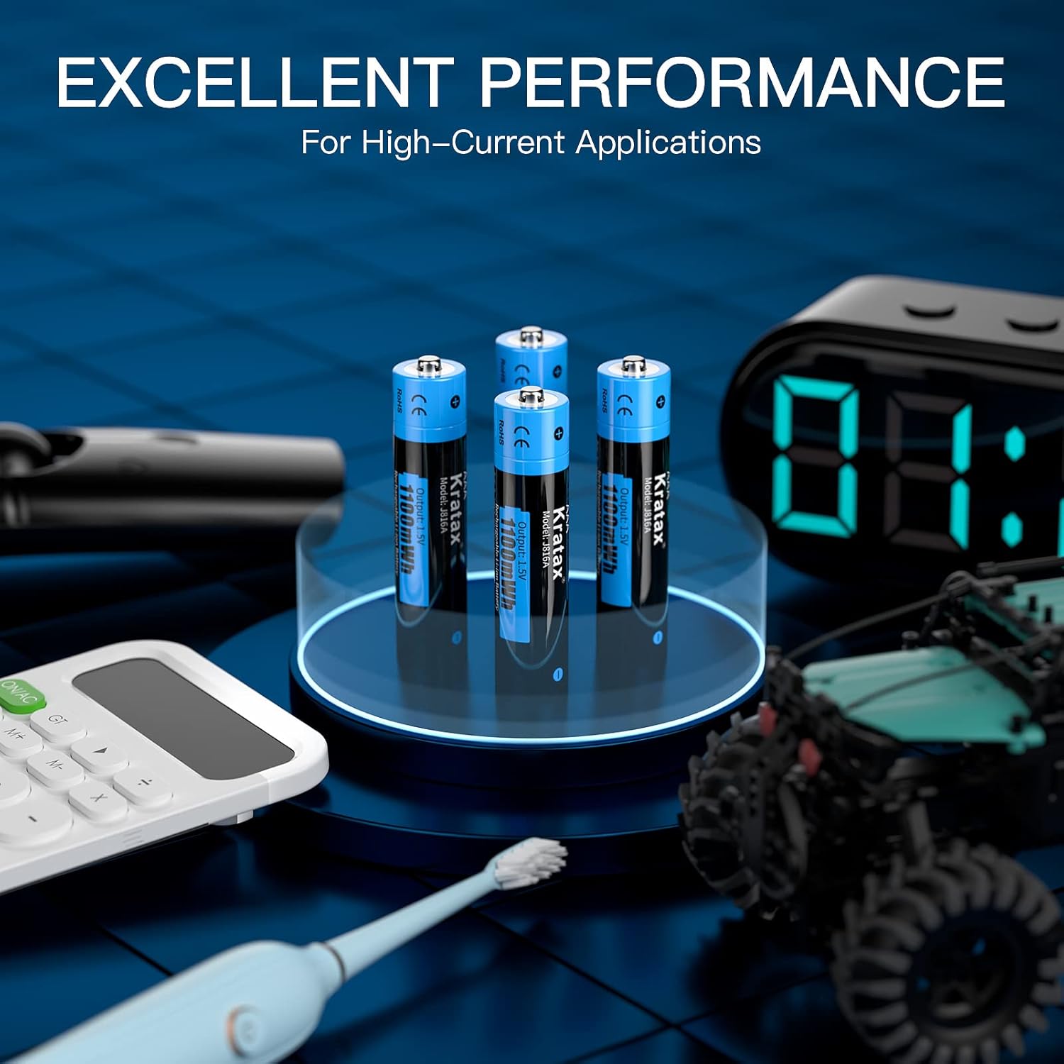 Rechargeable Lithium AAA Batteries 4-Pack with Charger G3119