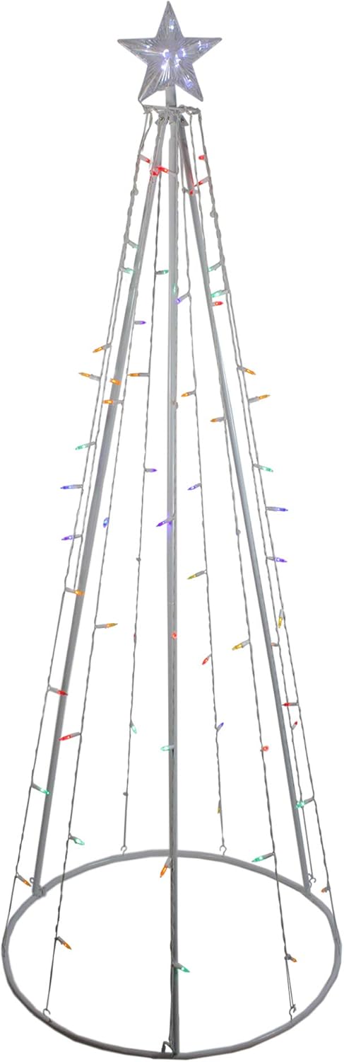 Northlight 6' Multi-Color LED Lighted Cone Tree Outdoor Christmas Decoration