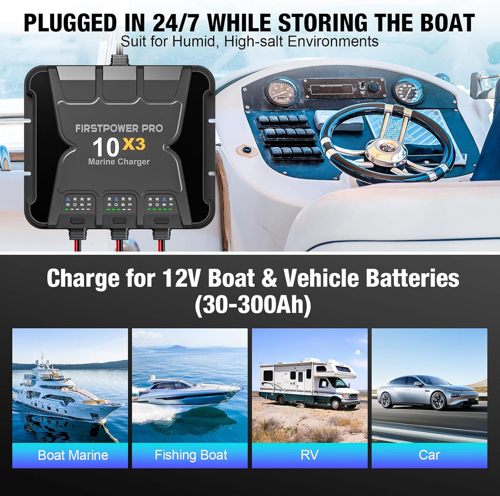 Marine Battery Charger 30A, 12V Waterproof Onboard Charger G29080