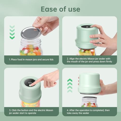 Electric Mason Jar Vacuum Sealer Kit with Rechargeable Auto Stop L448356