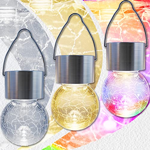 8 Pack Solar Hanging Lights for Outdoor Christmas Decoration, Cracked Glass, Waterproof A575324