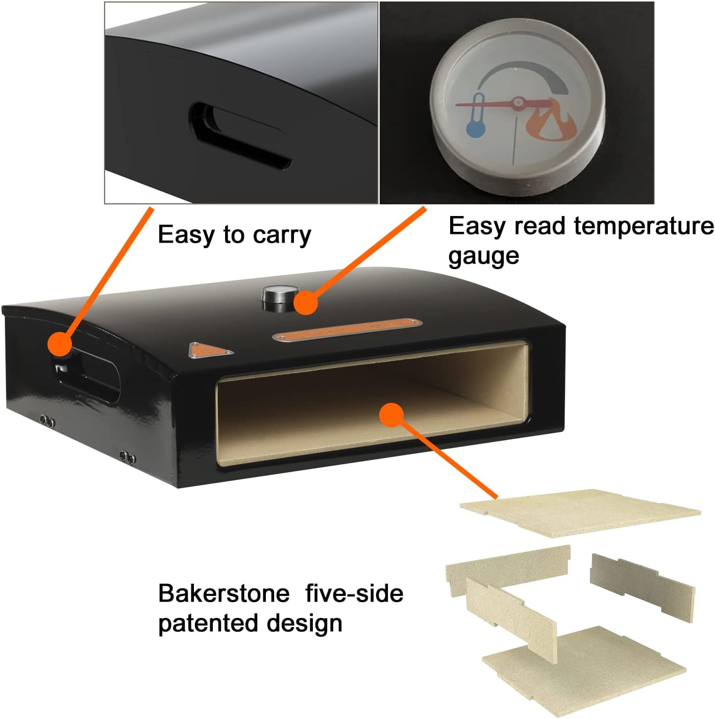 Outdoor Pizza Oven Box Kit for Grill Top with Wood Pizza Peel S537040