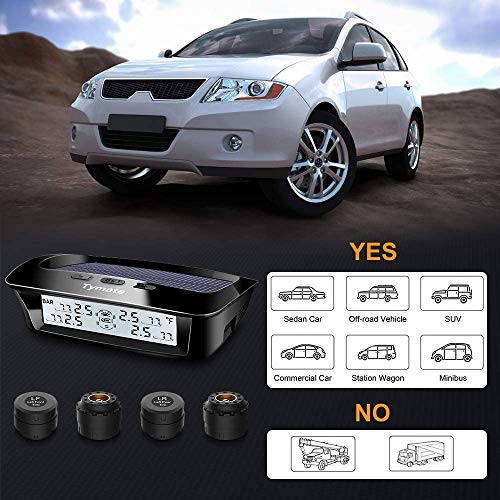 RV Tire Pressure Monitoring System with 4 Sensors, Solar Charge, LCD Display C984049