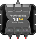3 Bank Marine Battery Charger 10X3, 30A (10A/Bank) - 12V Waterproof Onboard Battery Charger, Battery Maintainer & Desulfator for SLA/AGM, Lithium (LiFePO4), Calcium & Deep-Cycle Battery - Charged 24/7