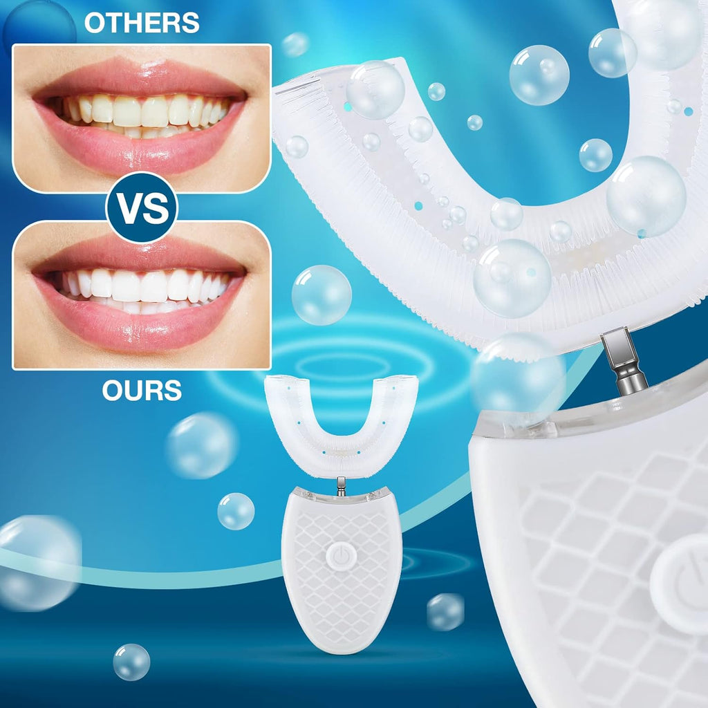U Shaped Ultrasonic Electric Toothbrush for Adults, 3 Brush Heads, IPX7 Waterproof T803561