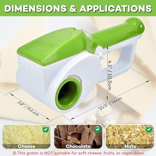 Electric Cheese Grater for Hard Cheeses, Cordless Handheld Rotary Slicer for Parmesan E900