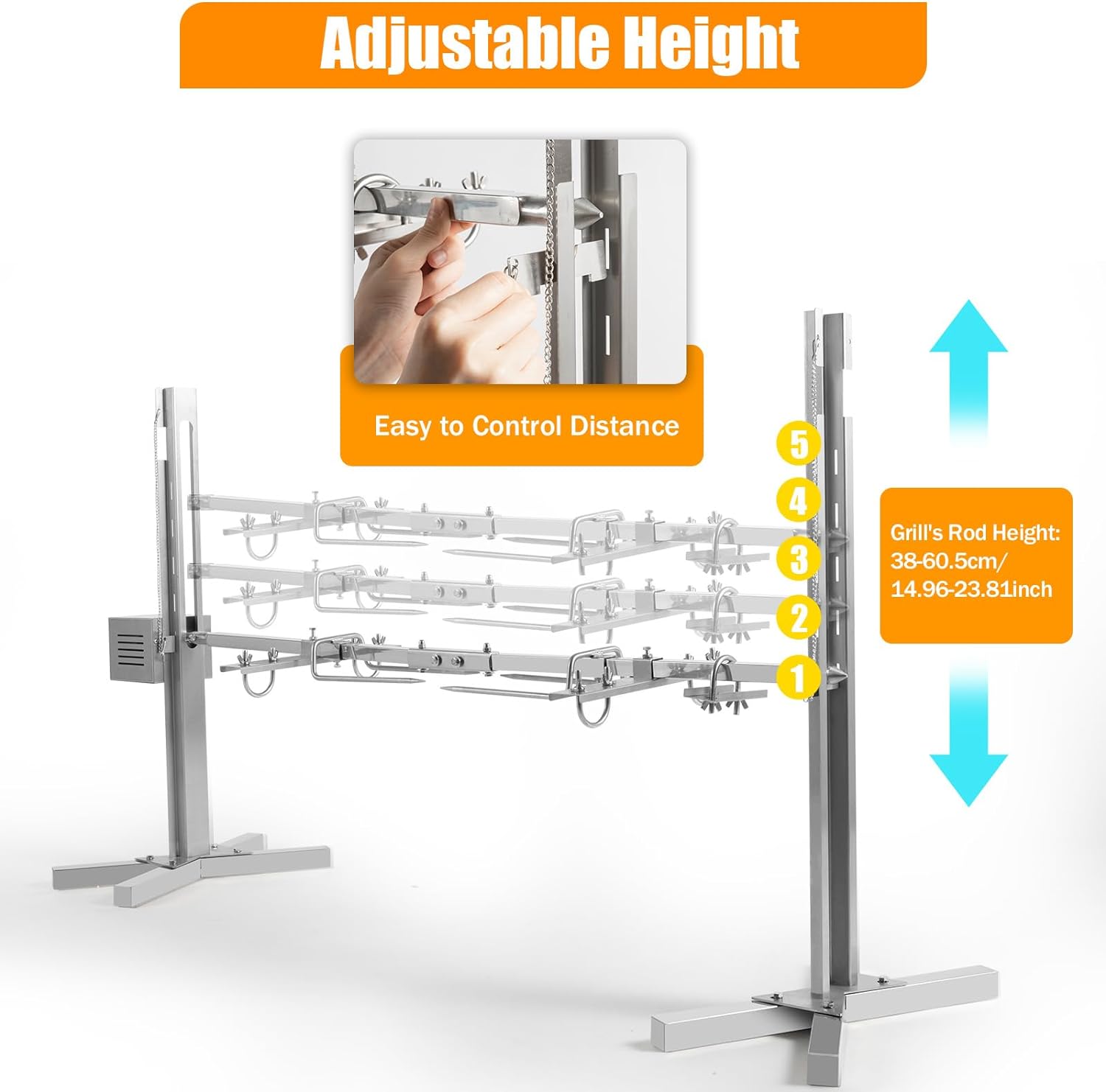 Electric Rotisserie Grill 88 Lbs Capacity, Pig Lamb Spit Roaster Stand with Adjustable Height X22834