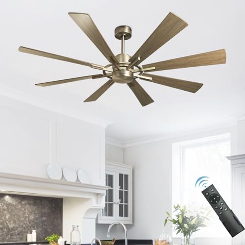 Depuley Large Ceiling Fans with Lights- 60" Low Profile Indoor Ceiling Fan with Light and Remote/APP Control, LED Dimmable DC Reversible Modern Ceiling Fan for Bedroom Living Room, Black and Gold