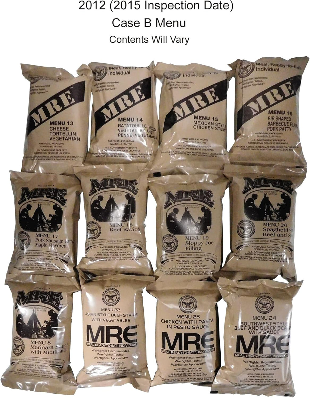 MREs Meals Ready-to-Eat Box B, Menus 13-24 A5070