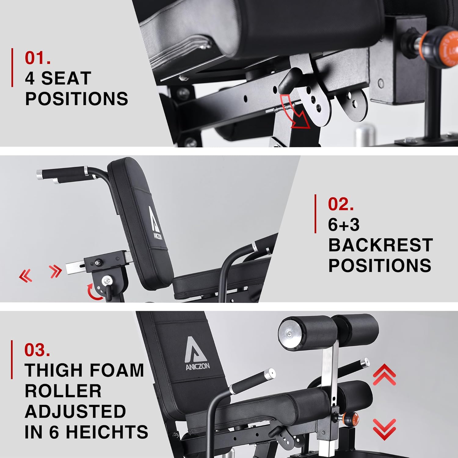 Leg Extension and Curl Machine with Adjustable Seat, Plate Loaded for Home Gym G3230