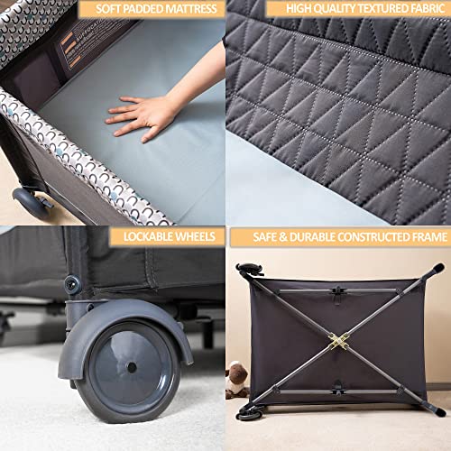 Foldable Baby Crib with Bassinet, Changing Table, and Playpen R875