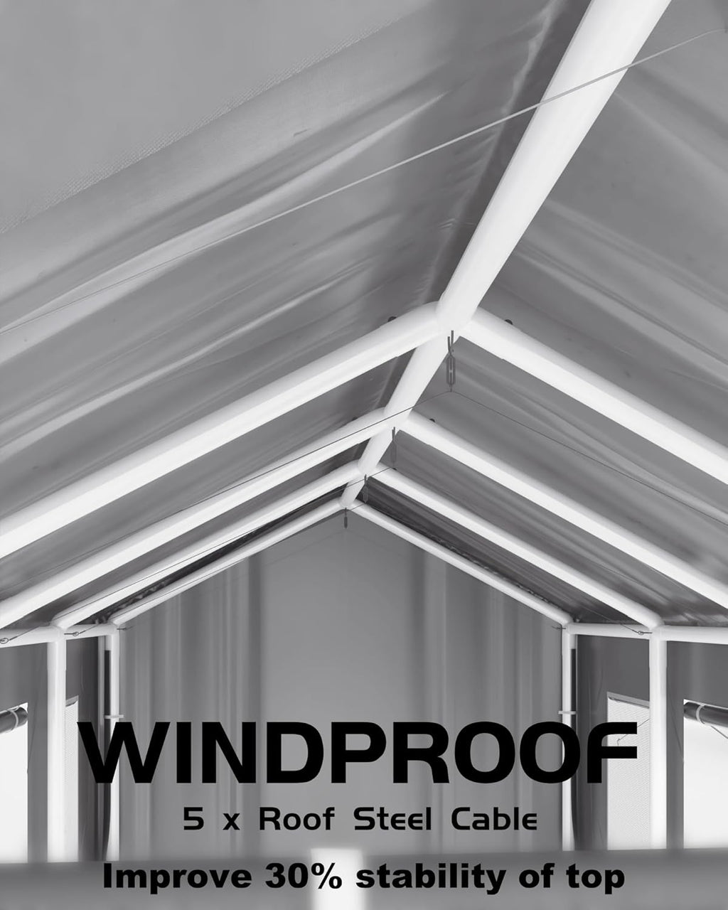 Windproof Portable Carport Garage with Reinforced Frame and Doors E22910