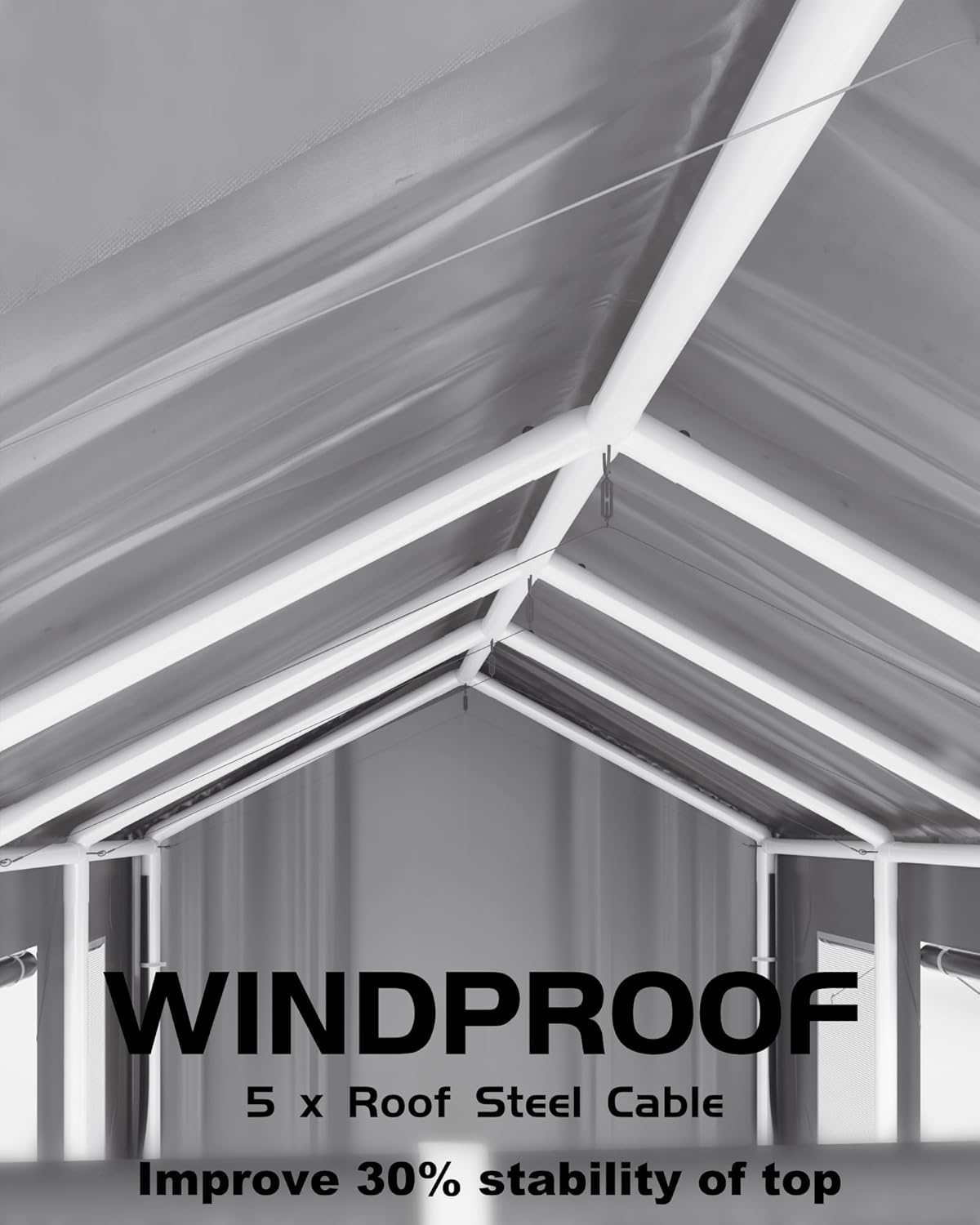 Windproof Portable Carport Garage with Reinforced Frame and Doors E22910