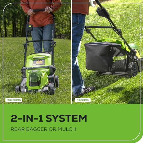 17" Brushless Cordless Push Lawn Mower with Batteries and Charger U7892