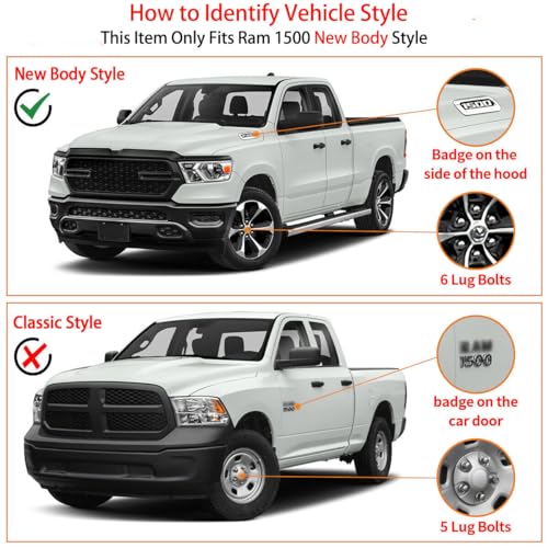 Running Boards Side Step Nerf Bars for Dodge Ram 1500 Crew Cab 2009-2023, Ram 2500/3500 2010-2024 K20847