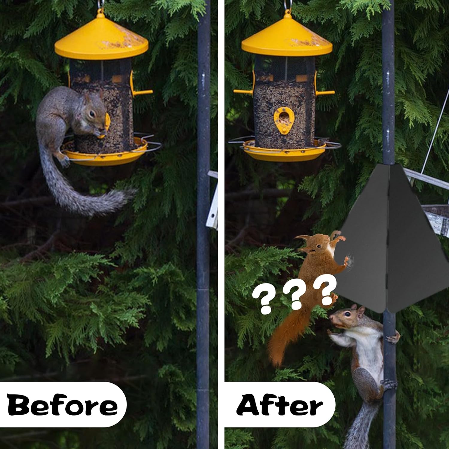 Squirrel Baffle for Bird Feeder Pole, Outdoor Bird Food House Guard, Black Q9846