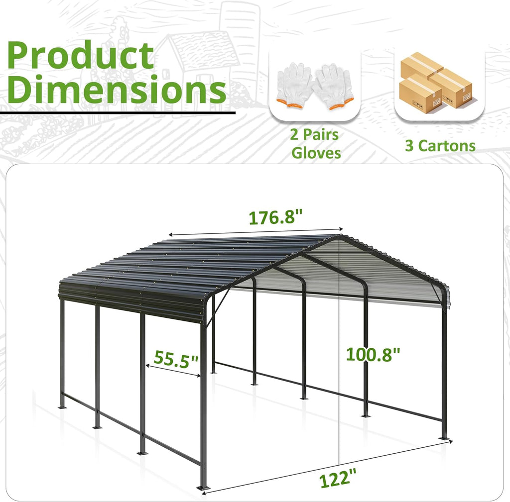 Heavy Duty Galvanized Metal Carport for Car, Boat and Truck Y817