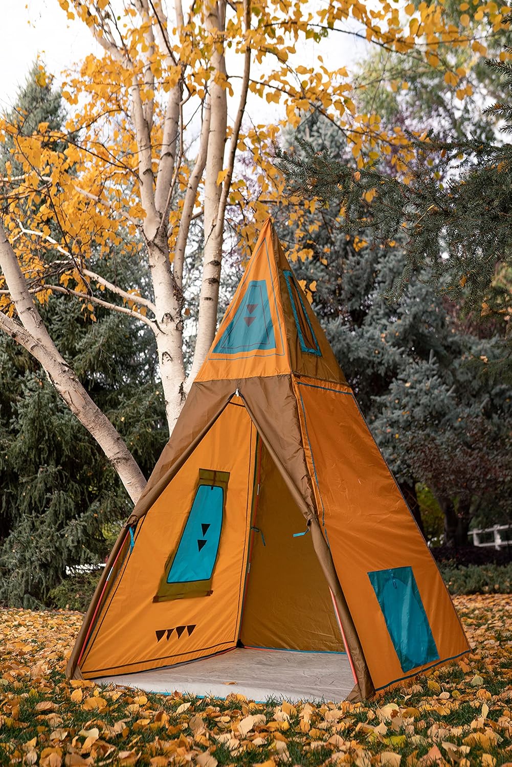 Kids Giant Tee Pee Tent Playhouse, 59 x 59 x 96 Inches, Brown Y9963