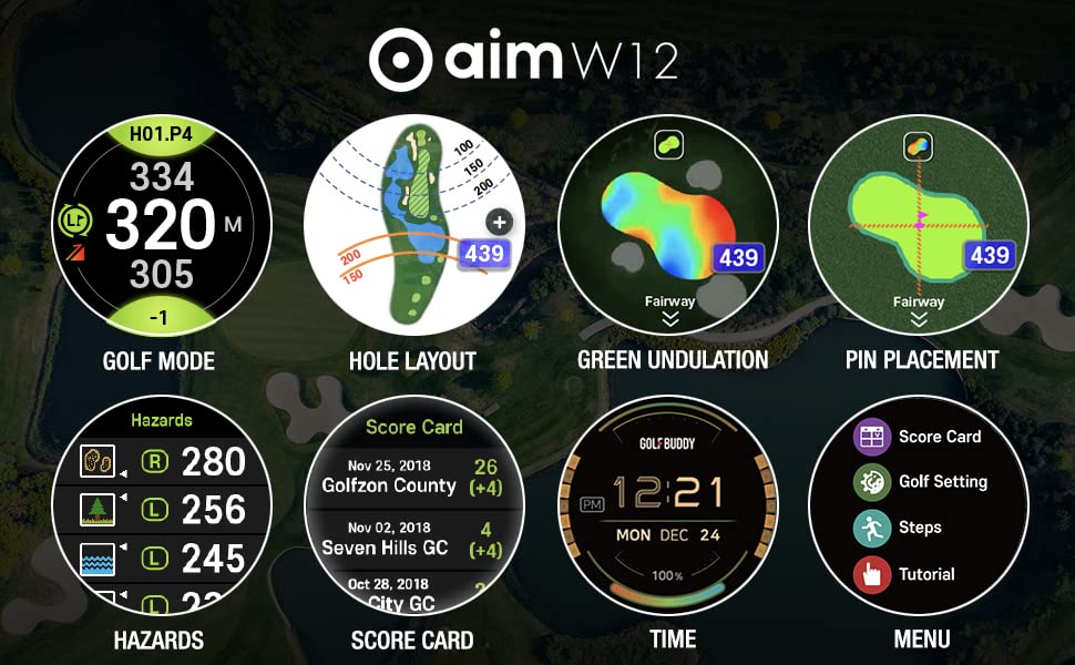 Golf GPS Watch with Full Color Touchscreen and Preloaded Courses H664