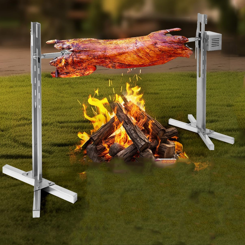TUQI 53" Electric Rotisserie Grill 88 Lbs Capacity, Pig Lamb Spit Roaster Stand Rotisserie with Adjustable Height, BBQ Charcoal Rotisserie Grill Kit Stainless Steel for Outdoor Party Camping