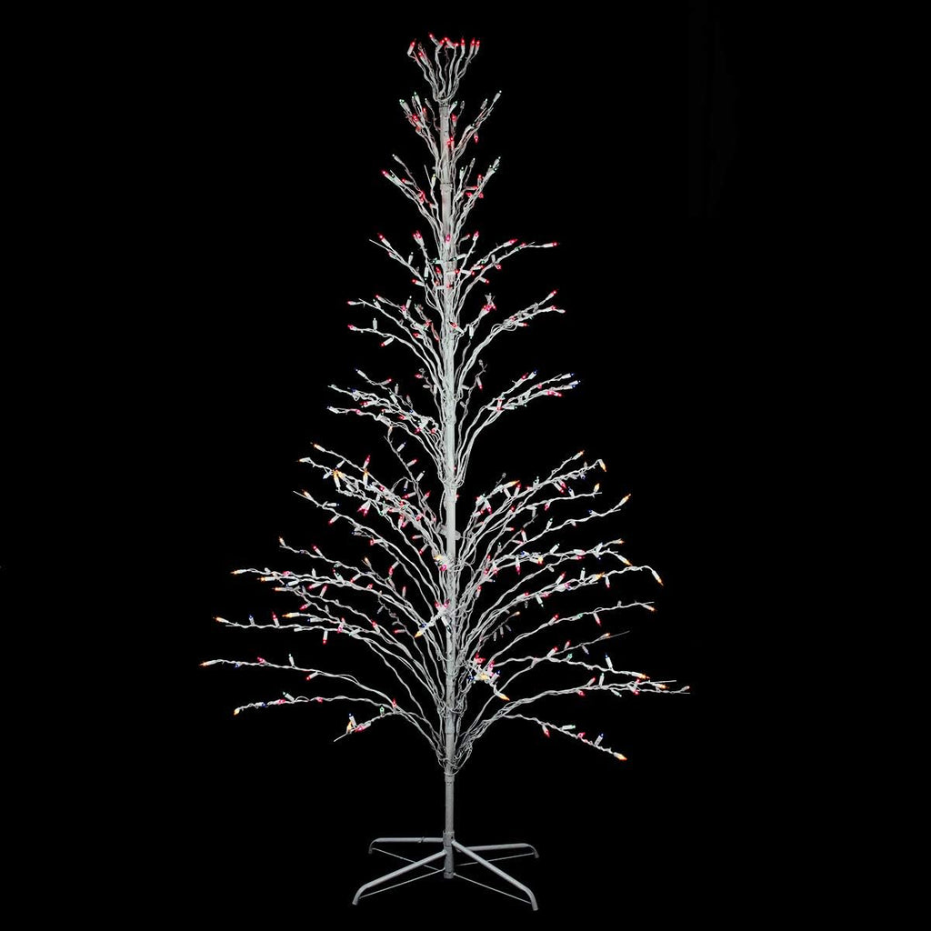 6' White Cascade Twig Tree Christmas Outdoor Decoration - Multi Lights