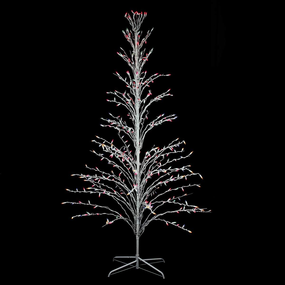 6' White Cascade Twig Tree Christmas Outdoor Decoration - Multi Lights