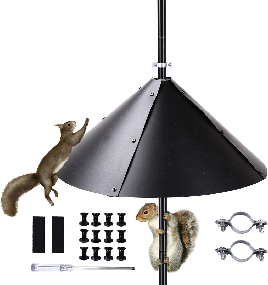 19 Inch Large Squirrel Baffle for Bird Feeder Pole, Outside Pole Mount Bird House Guard,Squirrel Guards for Bird Feeders for Outdoor Black 1 Pack