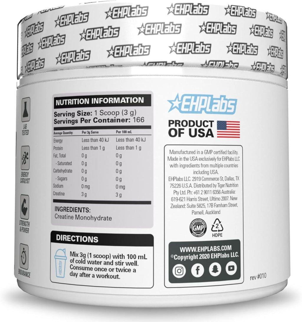 Creatine Monohydrate Powder for Muscle Growth, Unflavored, 100 Servings J6984