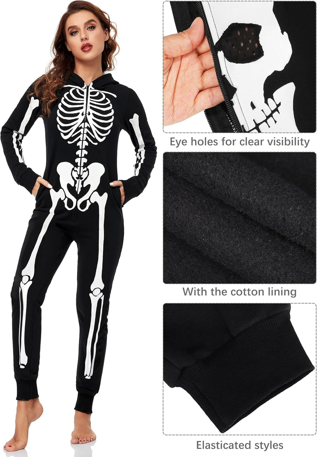 Glow in the Dark Skeleton Halloween Onesie Pajama N3075