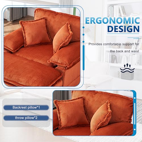 Corduroy Chaise Lounge Chair with Ottoman and Lumbar Pillows G200