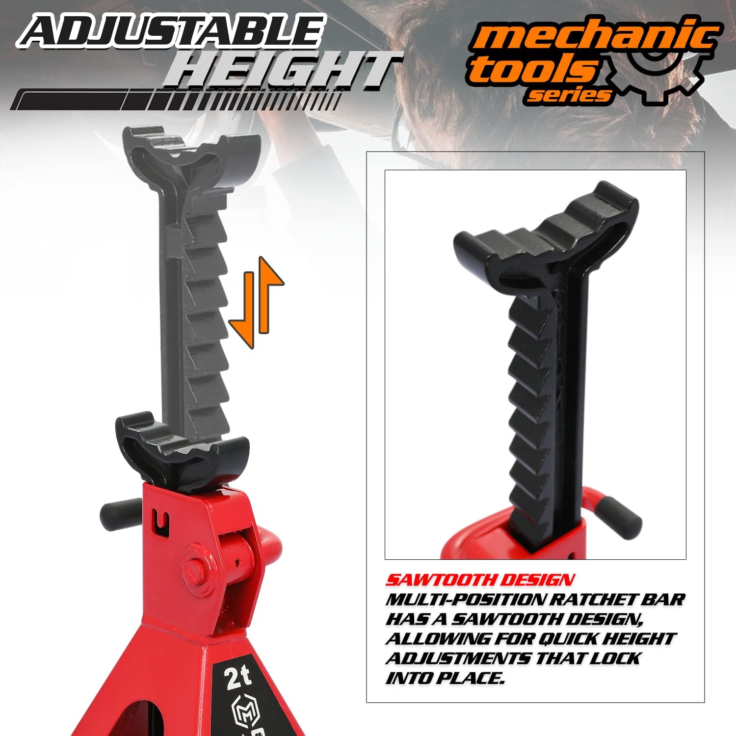 Hydraulic Trolley Floor Jack with 2 Jack Stands, 2 Ton Capacity, Steel, Red S928