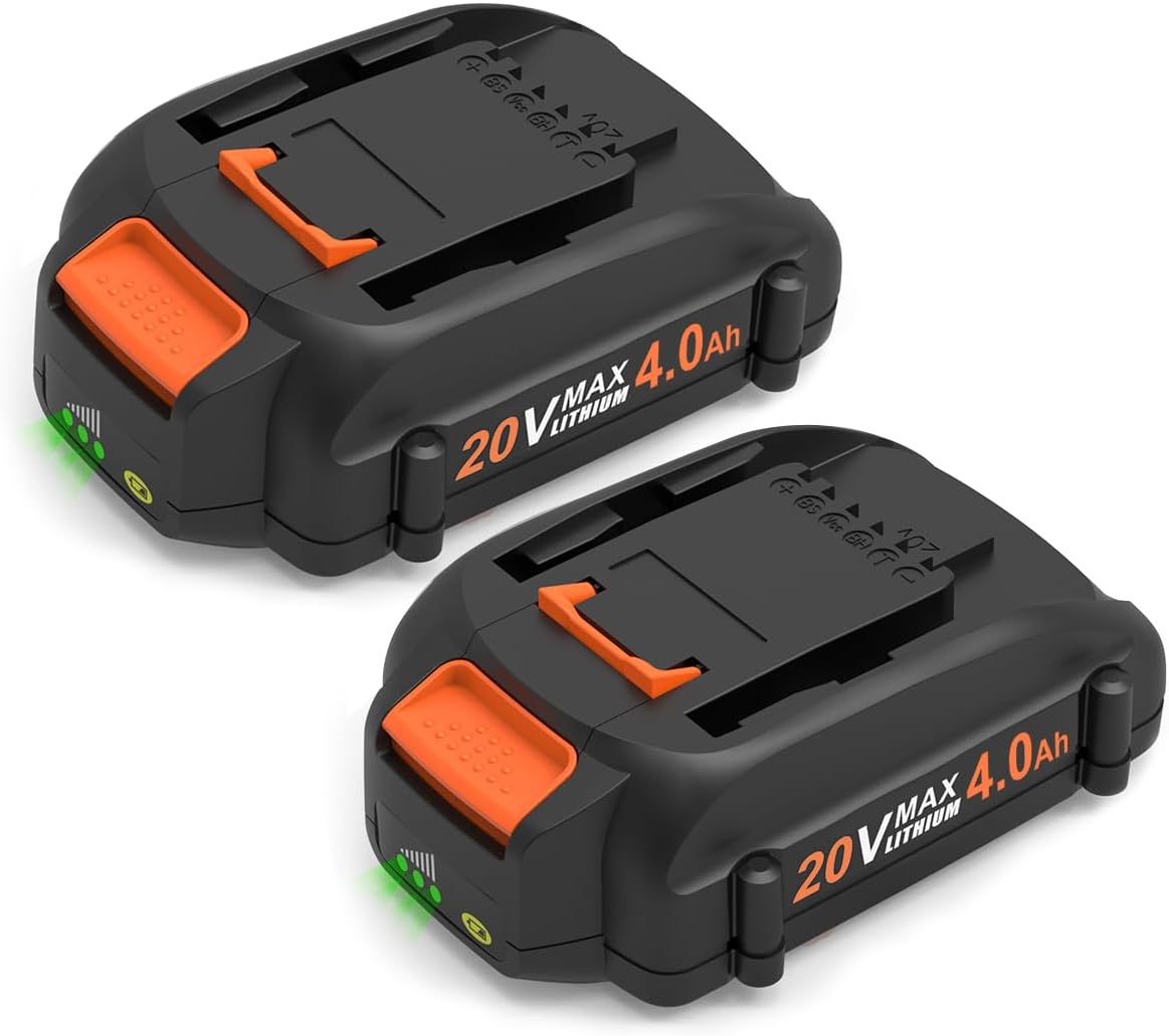 energup 20V 4.0Ah WA3525 Replacement for Worx 20V Lithium Battery PowerShare Battery for WA3520 WA3525 WA3575 WG151s WG155s WG251s WG255s WG540s WG545s WG890 WG891 for Worx 20V Battery (2Pack)