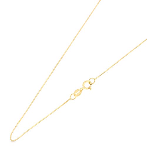 14K Gold 0.5mm Box Chain Necklace for Women R341