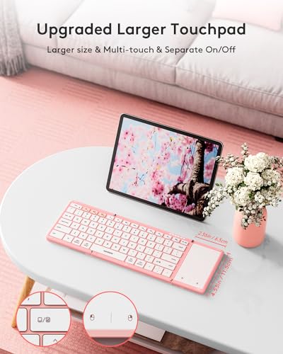 Foldable Bluetooth Keyboard with Touchpad, Wireless, Portable for Travel K828835