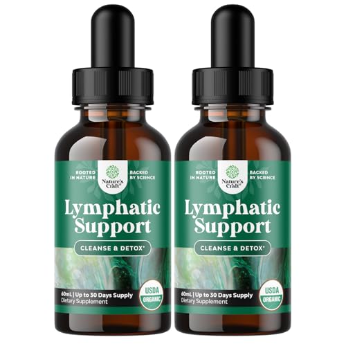 Certified Organic Lymphatic Drainage Drops - Herbal Lymphatic Cleanse and Immune Support Supplement with Echinacea Goldenseal & Red Clover Extract - Vegan Non GMO Alcohol and Sugar Free - 30 Servings