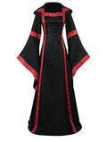 SIAEAMRG Victorian Witch Halloween Costume for Women, Vintage Adult Deluxe Hooded Vampire Medieval Renaissance Gown Dress