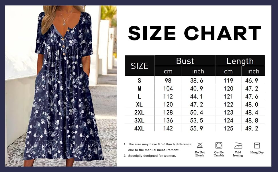 Women's Short Sleeve Boho Floral Maxi Dress with Pockets H410