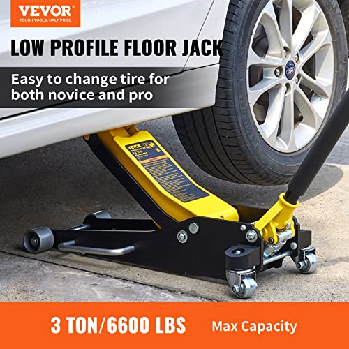 3 Ton Low Profile Steel Racing Floor Jack with Dual Pistons L49524