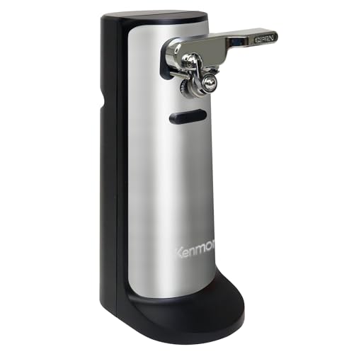 Kenmore Smooth Edge Electric Automatic Can Opener, Smooth-Touch Side-Cut Blade, Extra-Tall Can Opener, Easy Operation, Opens Regular And Pop-Top Cans, Prevents Sharp Edges, Silver & Black